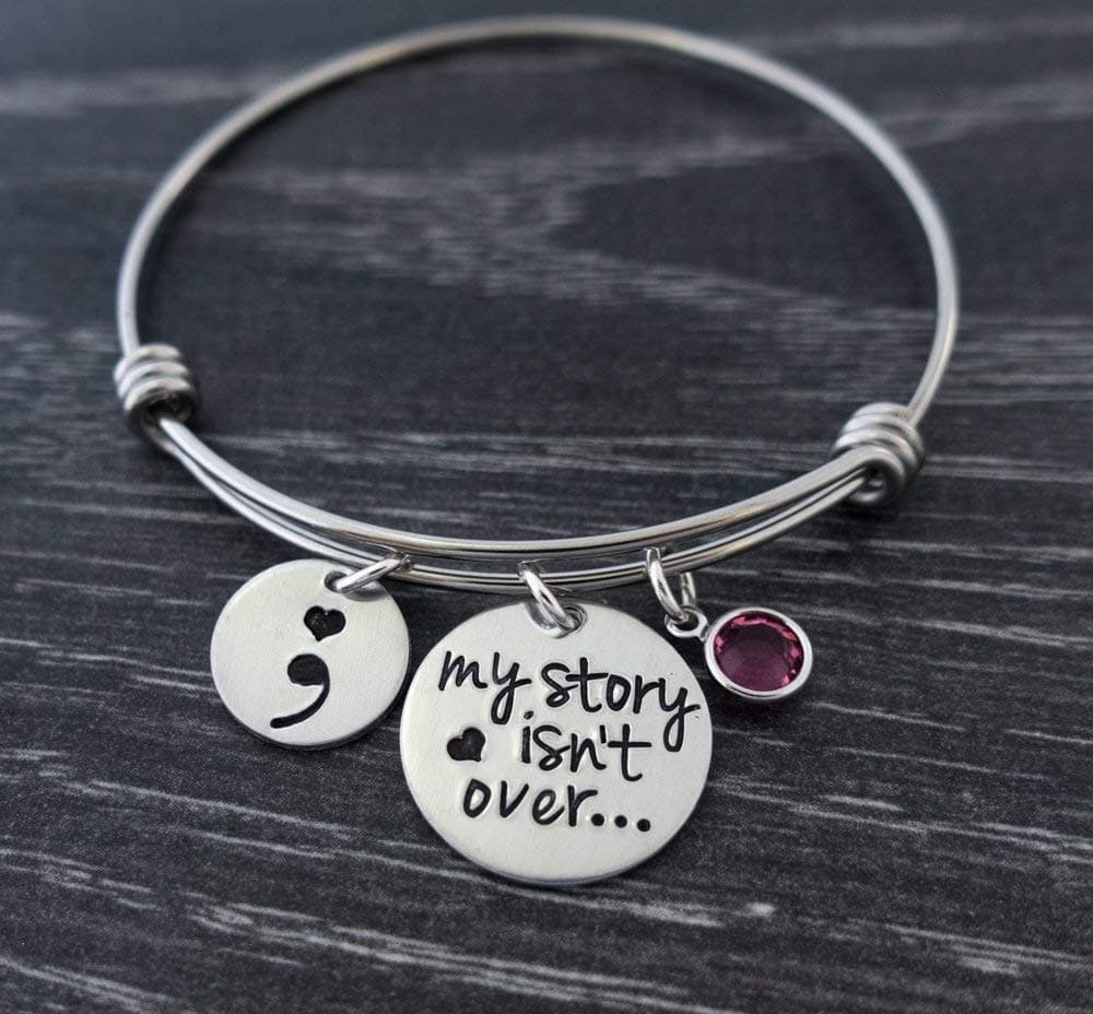 Semicolon Bracelet My Story Isn't over Yet Suicide Awareness Charm Bracelet