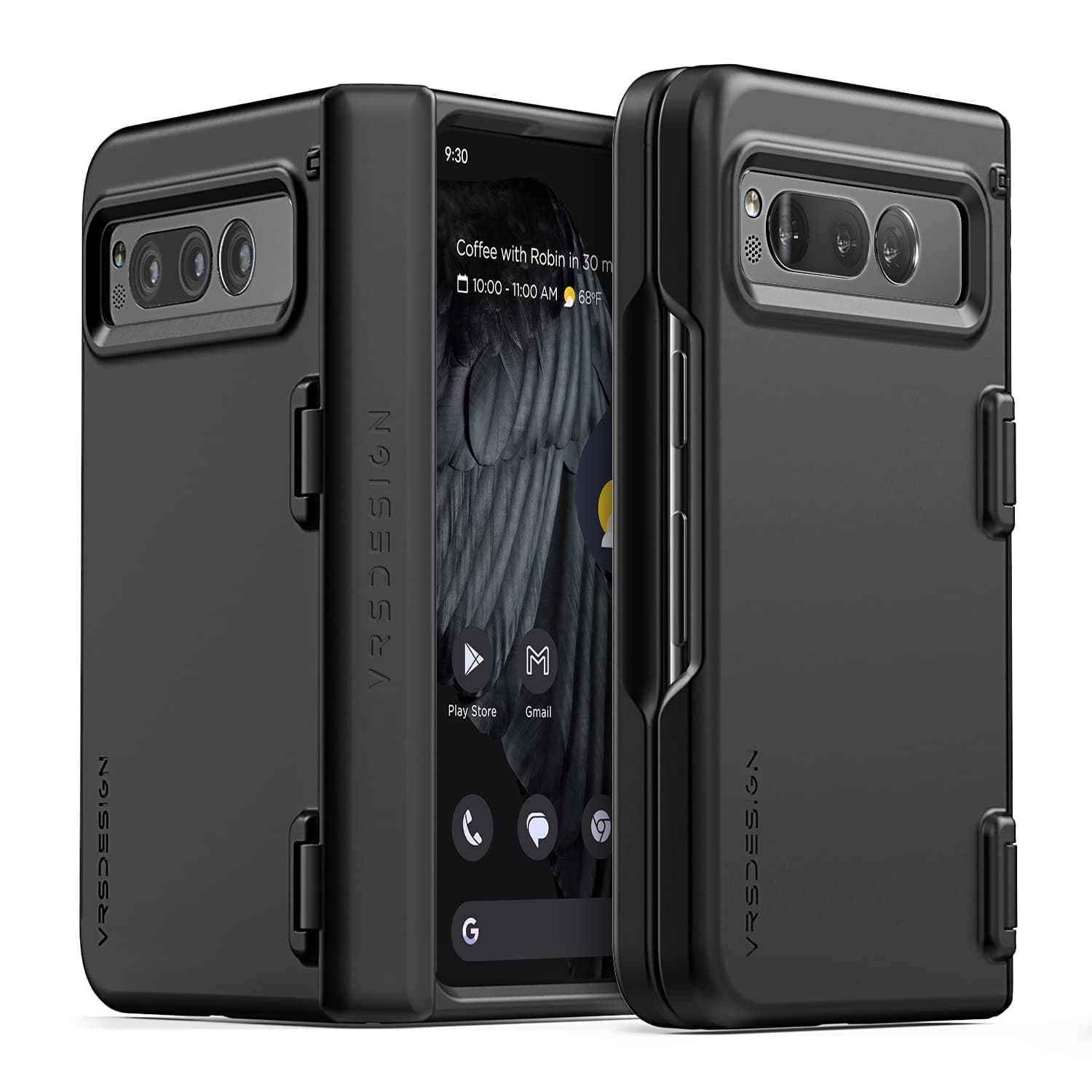 VRS DESIGN Simpli Fit Modern for Google Pixel Fold Case (2023), Premium Modern Slim Style Spring-Loaded Hinge Cover Case Compatible with Pixel Fold (Matte Black)