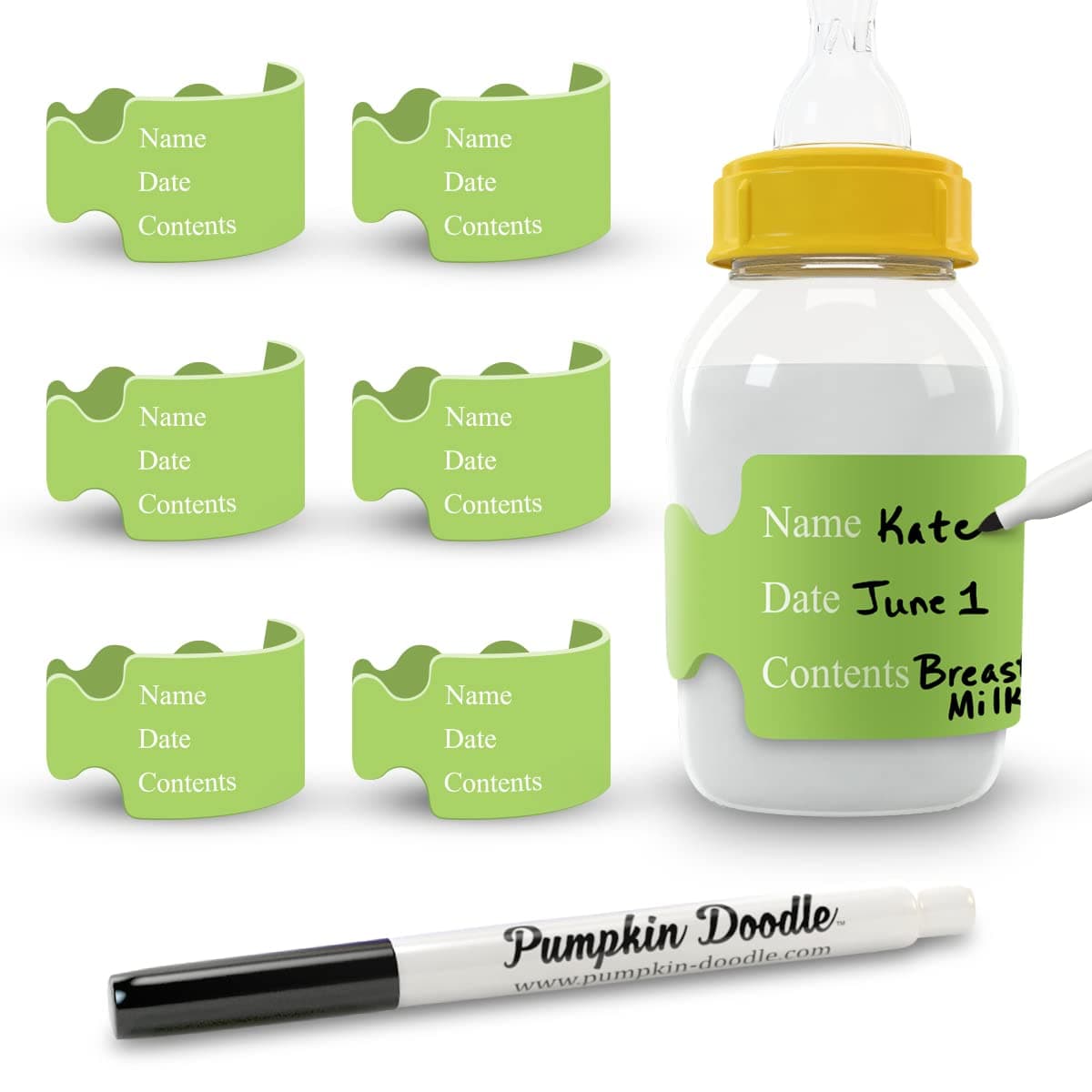Pumpkin Doodle The Original Write and Reuse Baby Bottle Labels for Daycare