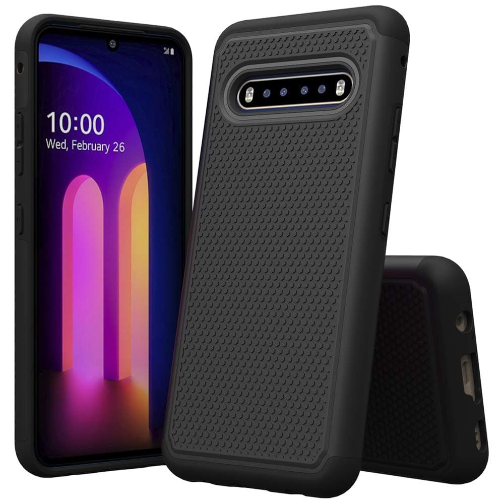 JoHenQii for Compatible Phone Case LG V60 ThinQ,LG V60 Case,hock Absorption Ultra-Thin Anti-Slip Armor Silicone Rubber Heavy Duty Hybrid Protective Case Cover for LG V60 ThinQ (Black)