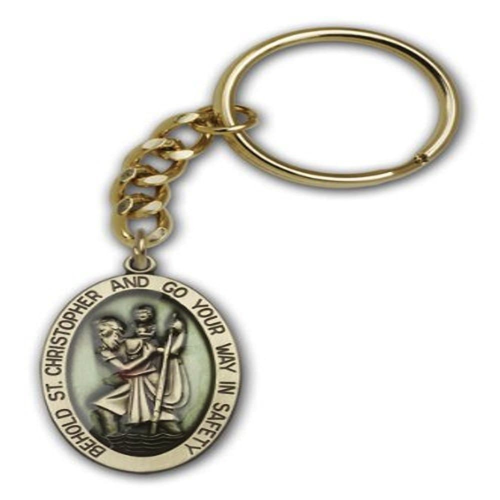 Antique Gold St. Christopher Keychain