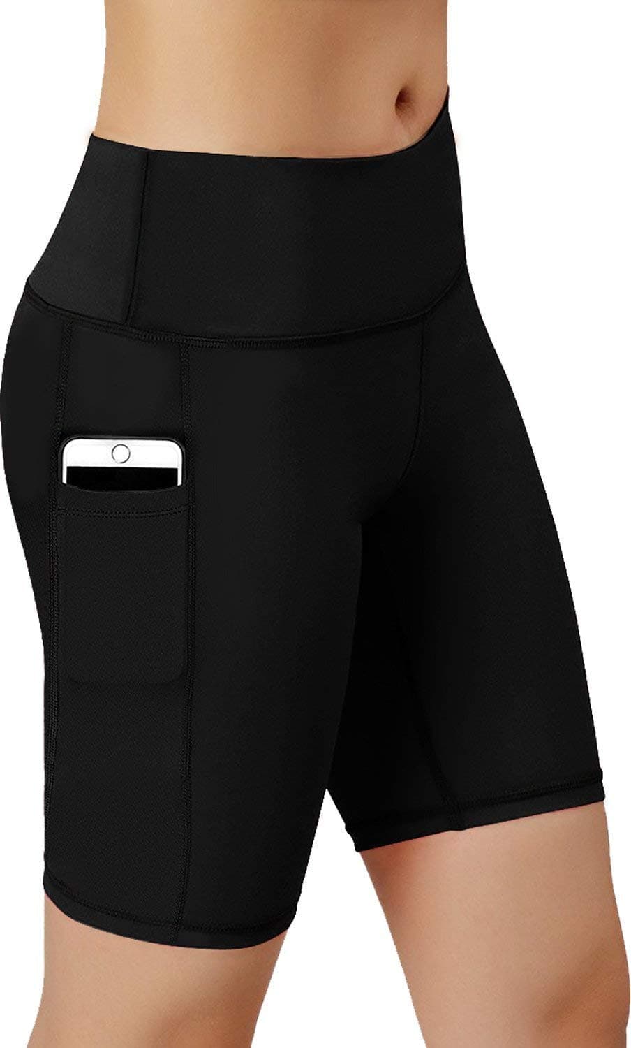 Leisimi Yoga ShortsWomen Performance Athletic Compression Shorts with Side Pocket Pack of 3