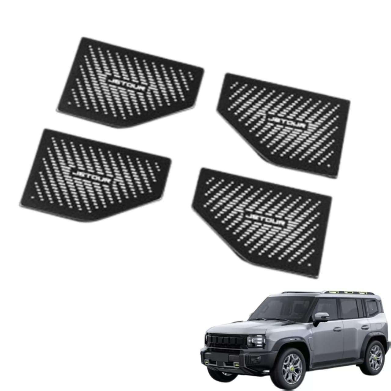4Pcs Car Inner Door Handle Bowl Cover Fit for Jetour T2 2024-2025 Accessories Door Bowl Cover Stickers Car Accessories Interior Decoration (Black)