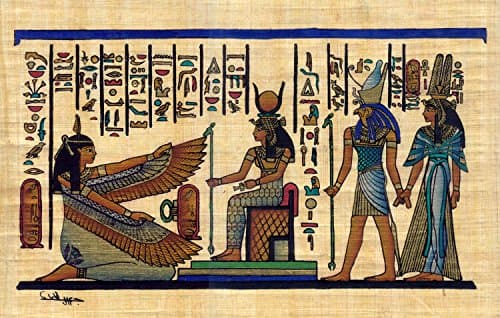 Egyptian Hand-Made Papyrus Painting - Large Size (Isis and Nefertari Standing)