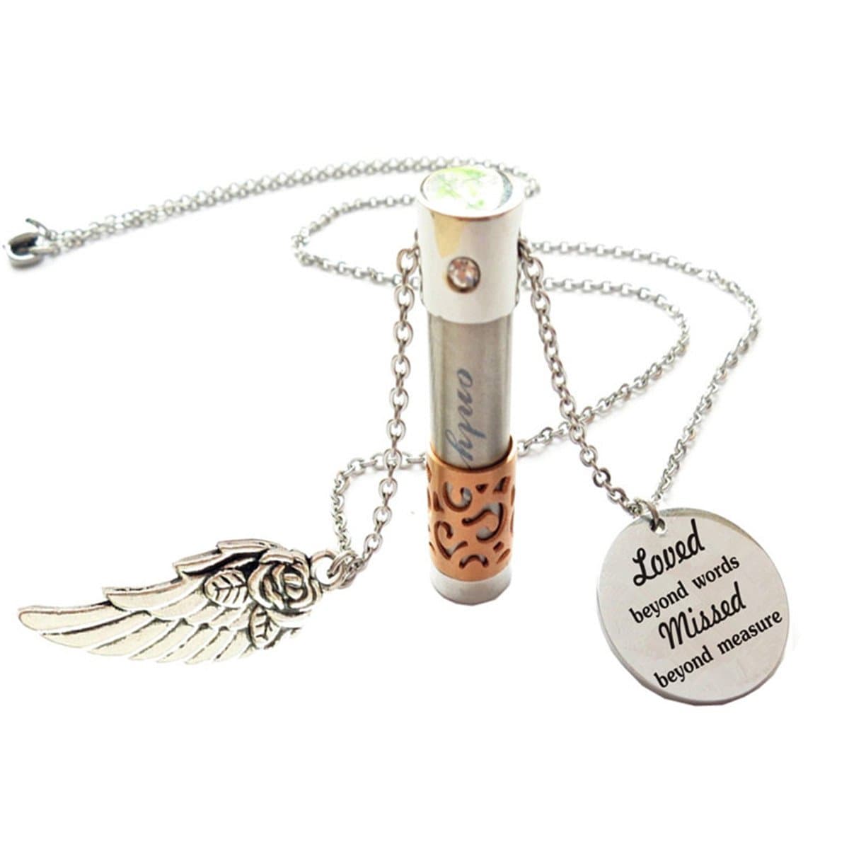 DGGarron Memorial Gift Loved Beyond Words Missed Beyond Measure Cremation Keepsake Memorial Urn Ashes Necklace