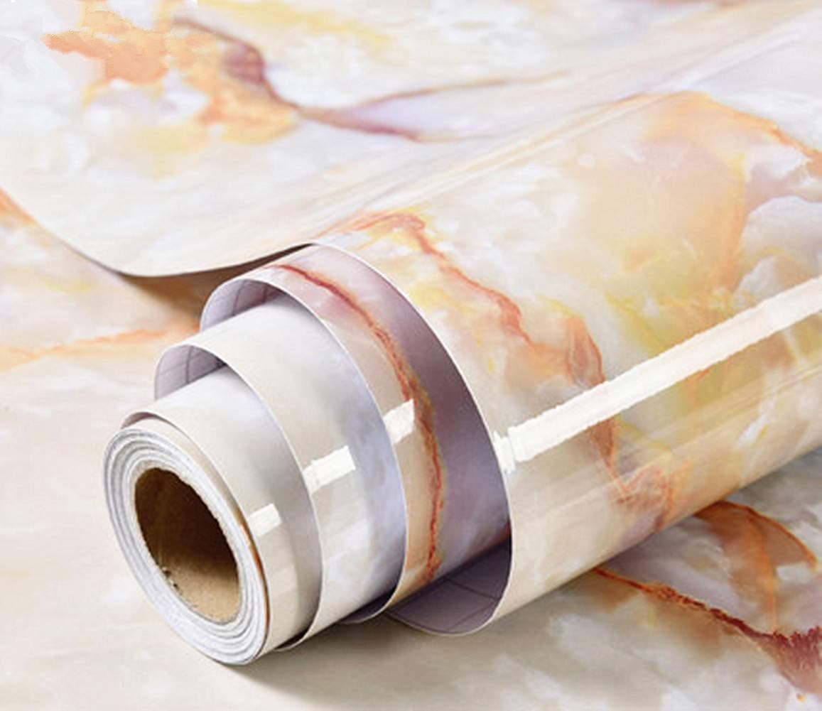 Amhao White and Red Granite Marble Contact Paper for Counter Top Peel and Stick Wallpaper Backsplash Self Application 15.7inch by 79inch