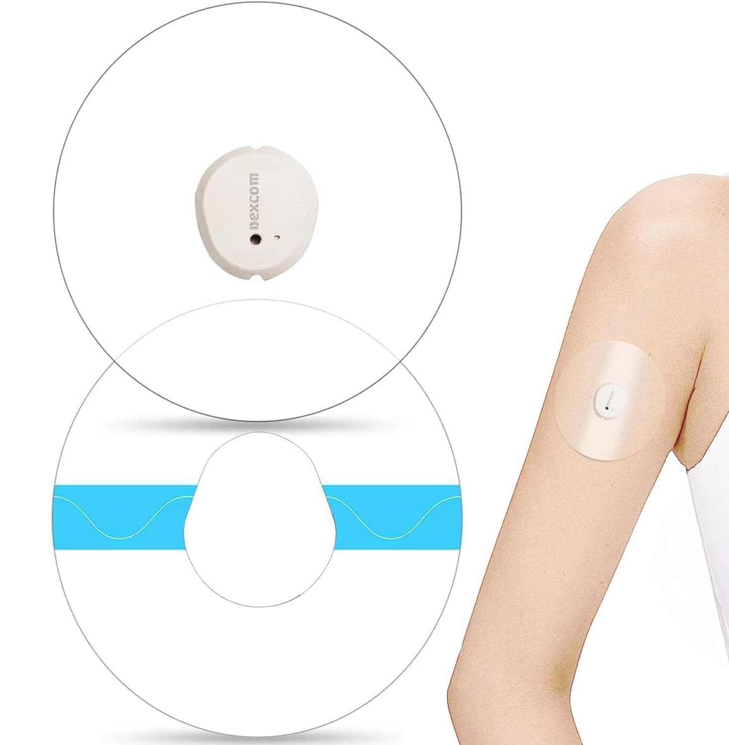 55Packs Adhesive Patches for Dexcom G7 Adhesive Patches -Waterproof & Sweatproof Adhesive for Long Stay, Pre-Cut Adhesive Medical Tape, Continuous Glucose Monitor Sensor Cover, Easy to Apply CGM Patch