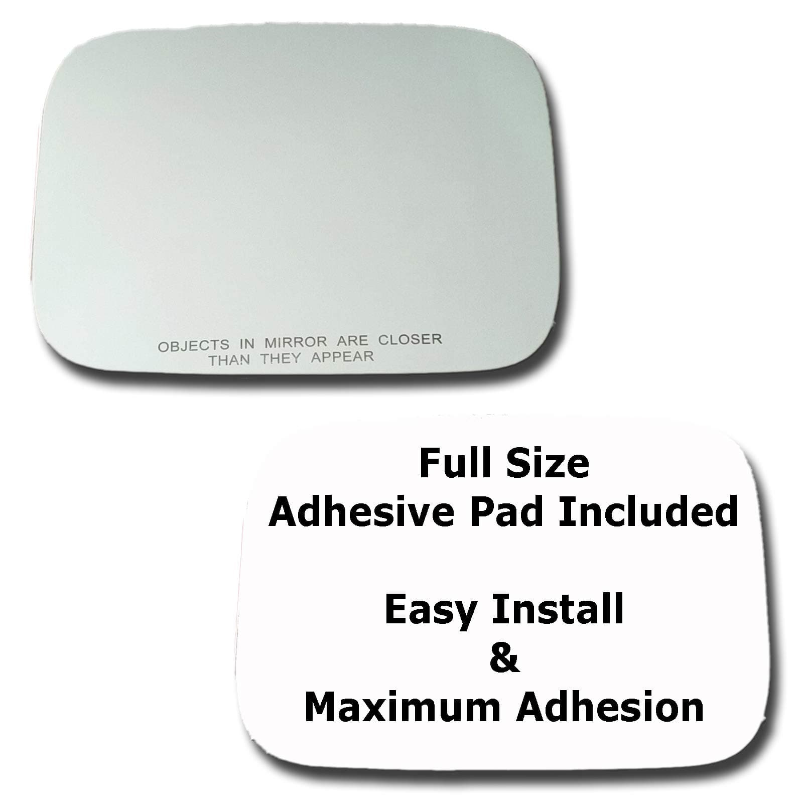 Mirror Glass + Full Size Adhesive Pad for 2003-2009 Hummer H2 Passenger Side Replacement (2003 2004 2005 2006 2007 2008 2009 03 04 05 06 07 08 09)