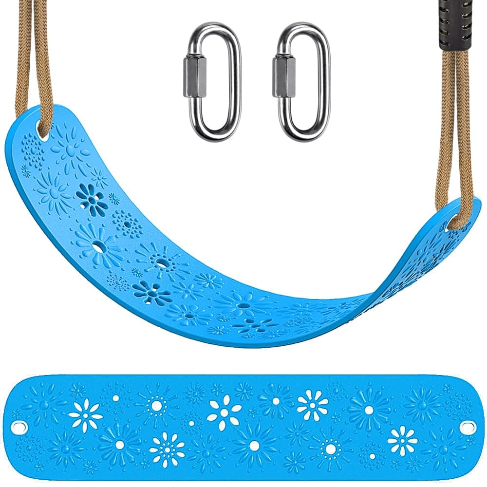 BeneLabel Heavy Duty Swing Seat with Adjustable Height Rope from 4.2ft to 6.7ft Playground Swing Seats for Kids and Adults Blue 600 LB Weight Capacity