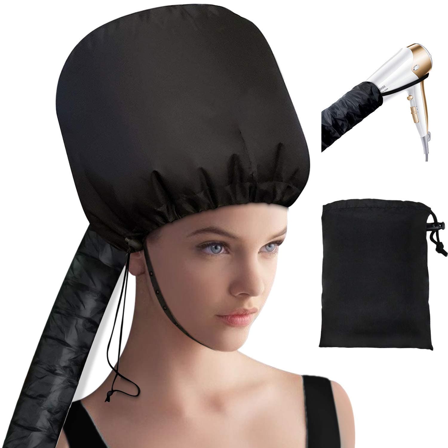 Bonnet Hood Hair Dryer Attachment - Collapsible Extra Large Adjustable Soft Bonnet Hair Dryer Attachment with Long Hose for Drying, Styling, Curling and Deep Conditioning all Hair Lengths