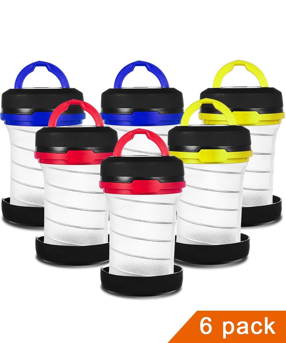 MISPO 6 Pack Portable Camping Lantern with LED Flashlights 2 in 1, 3-Lighting-Modes Survival Tool for Hiking, Camping, Emergency, Hurricane, Power Outage - Collapsible Mini Size - Battery Powered