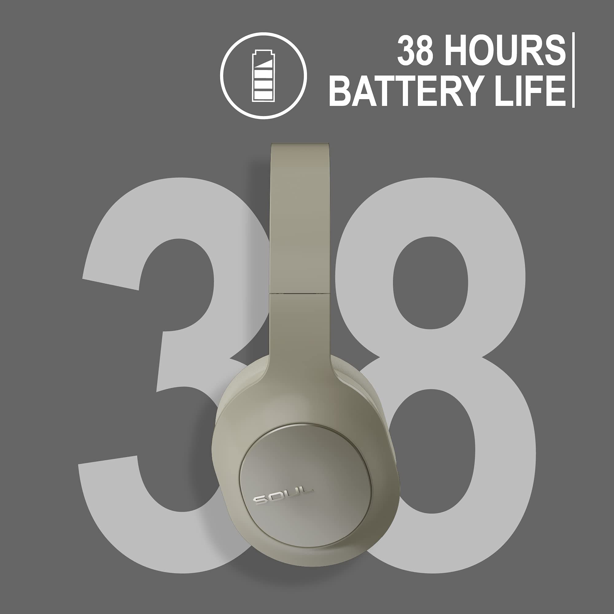 New Soul Emotion Max - Active Noise Cancelling Wireless Over-Ear Headphones with Multipoint Connection, Beige