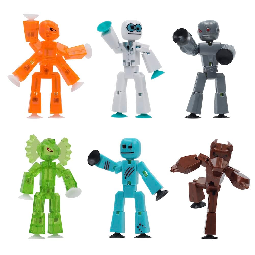 Stikbot Monster Werewolf & Cyborg Pack, Set of 6 Stikbot Collectable Monster Action Figures, Stop Motion Animation, Great for Kids Ages 4 and Up (SB5110-FF)