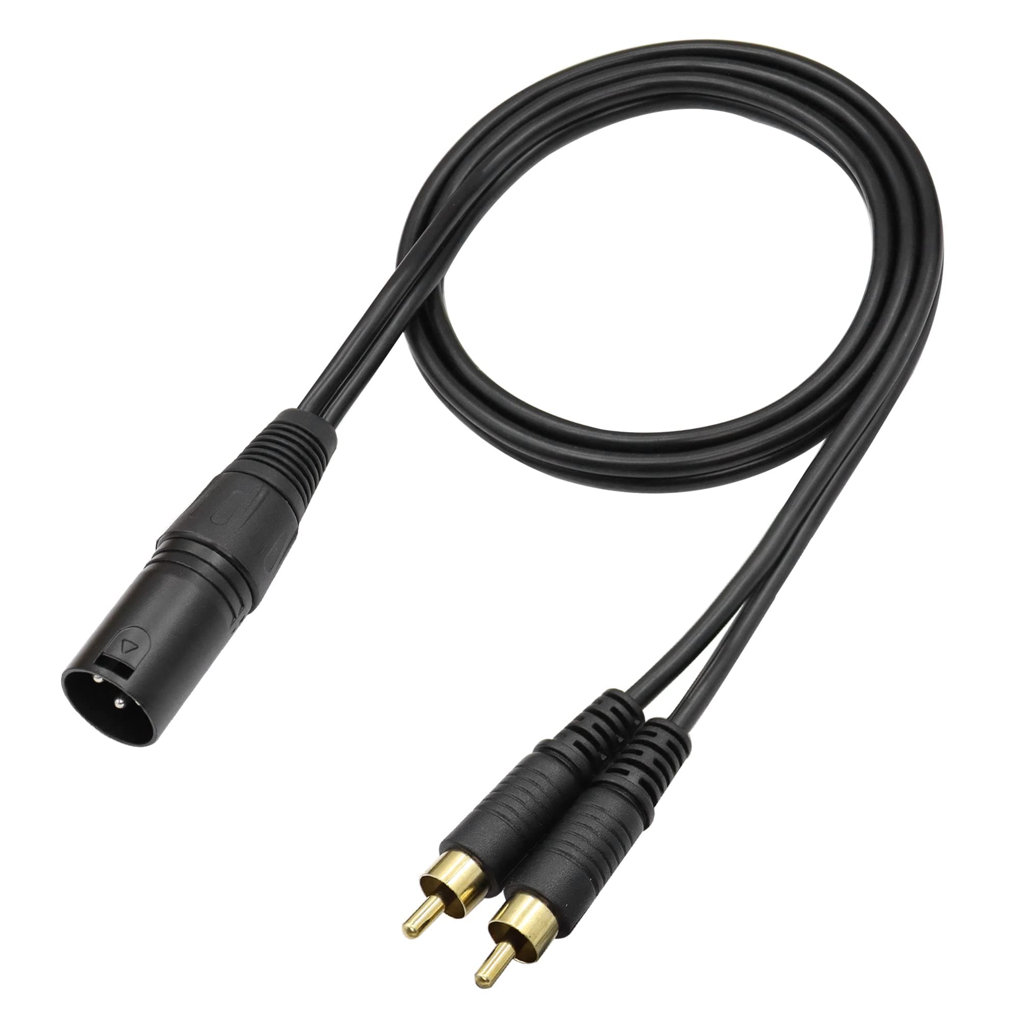 QIANRENON XLR Male to Dual RCA Male Stereo Splitter Cable 3-Pin XLR to 2 RCA Mono Y Splitter Conversion Extension Audio Cable,for Mixer Amplifier KTV Equipment Audio,1m/3.2ft