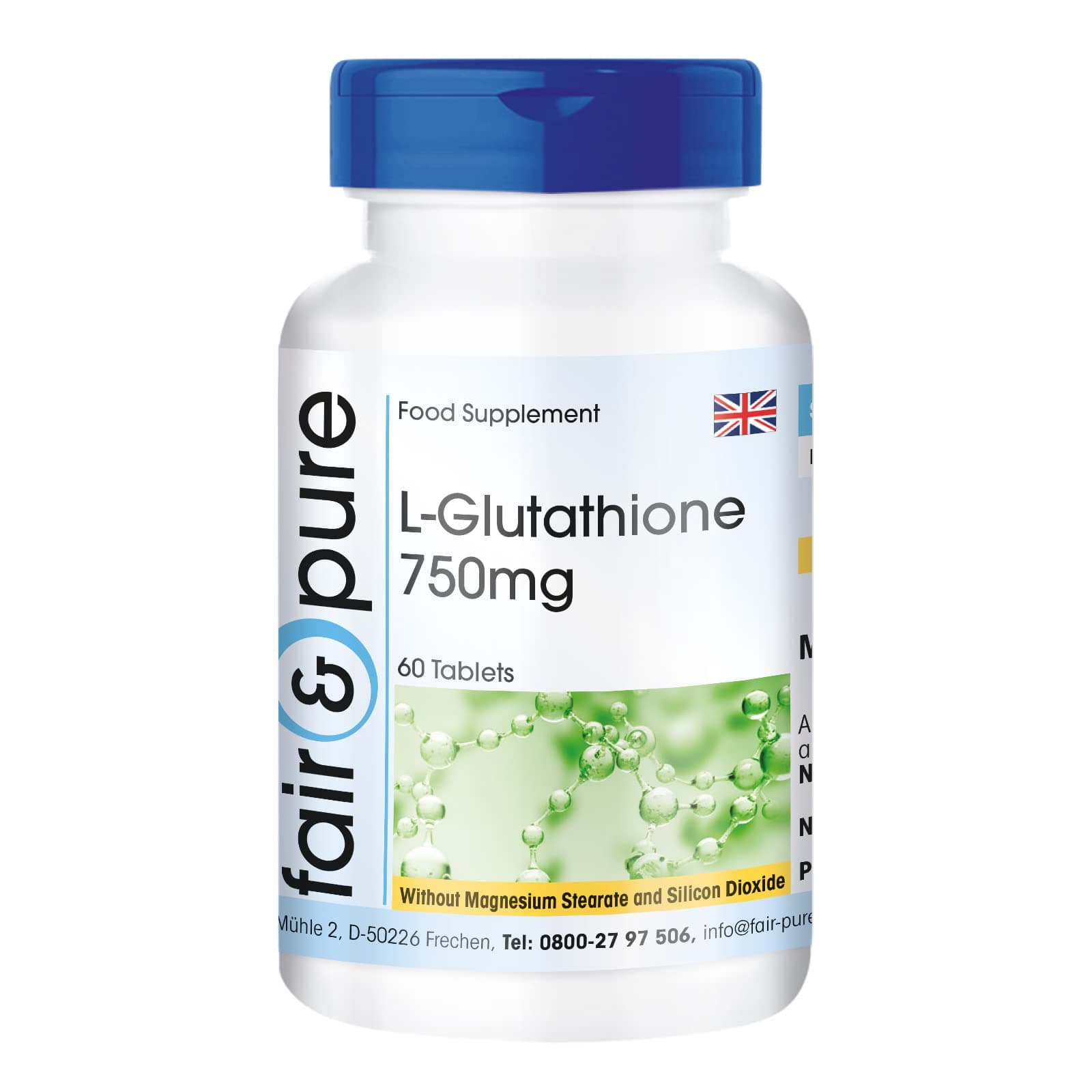 Fair & Pure® - L- Glutathione Reduced - 750mg - Vegan - 60 Tablets