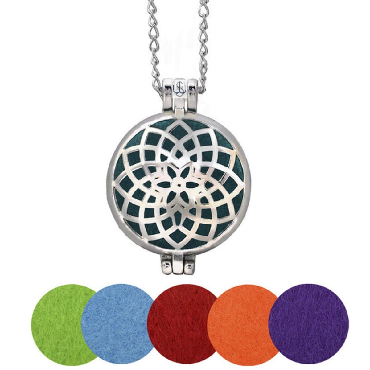 Floral Locket Diffuser Neclace w/ 5 Interchangable Pads, Perfect for essential Oils