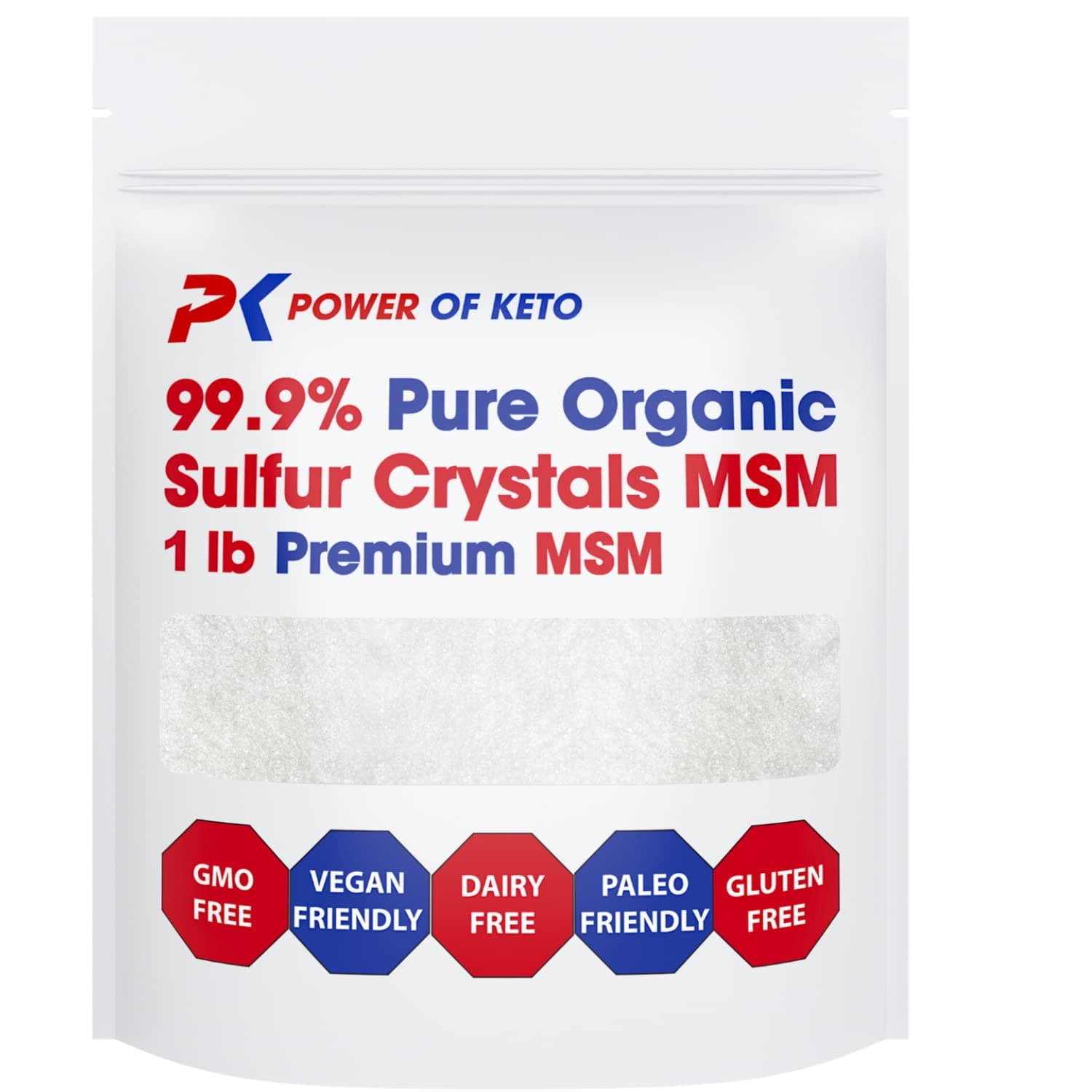 MSM Powder, Organic Sulfur Crystals Supplement for Joint Pain & Stiffness, 1lb Pure MSM Crystals Plant Based