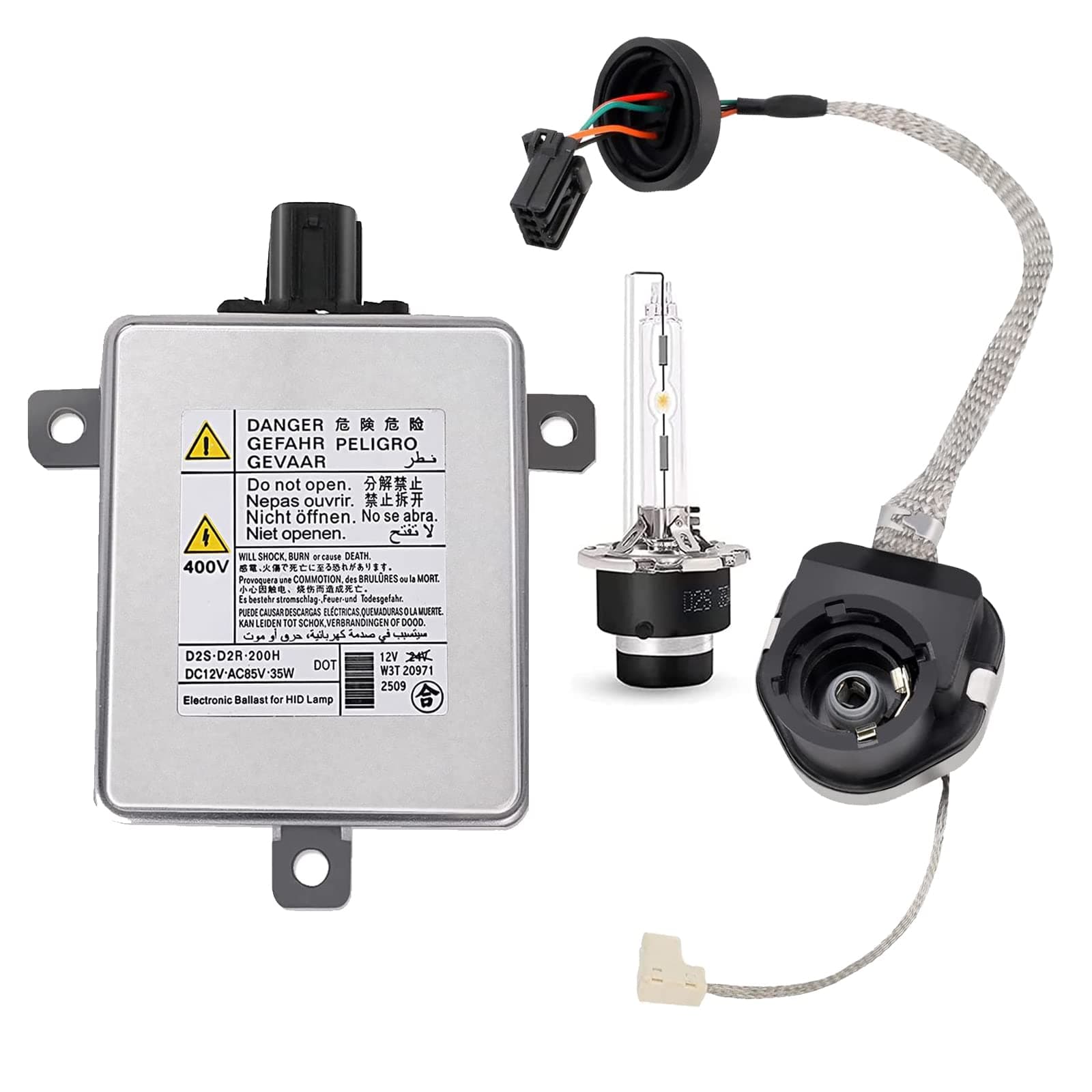 W3T19371 Xenon HID Headlight Ballast with Igniter & D2S Bulb Replacement for Acura TL TSX ILX ZDX RDX Honda Odyssey Mazda 3 5 CX-9 Mitsubishi Outlander Lancer - Replaces W3T15671 W3T16271