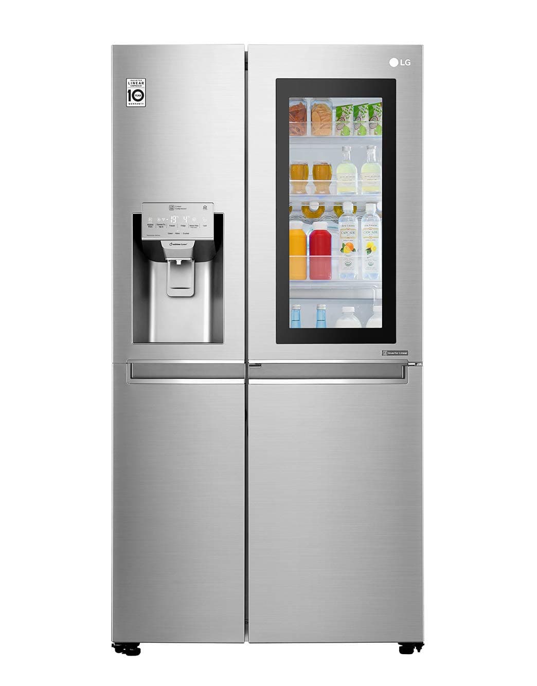 LG 601 Litres Side by Side Refrigerator with InstaView Door in Door, Noble Steel - GR-X259CSBV, 1 Year Warranty