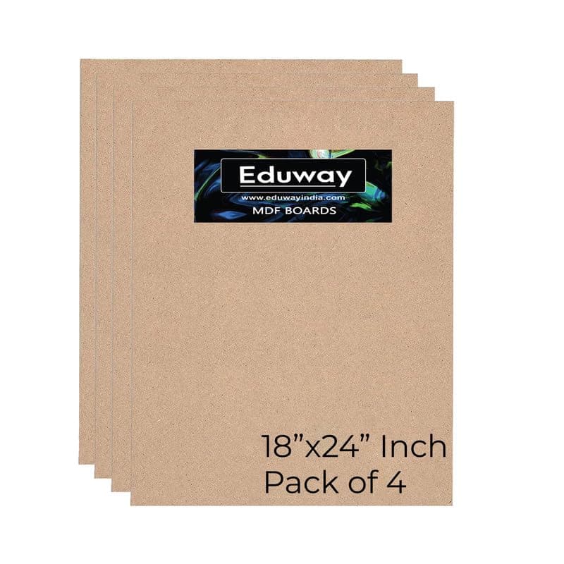 Eduway® A2 18x24 Inch, MDF Board Board Wood Sheet for Craft Art, 4mm Thick, Pack of –4 - Premium Pine Cardboard for Artists, Art and Craft Students - Hard Cutout in Small and Large Sizes (45x60 cms)