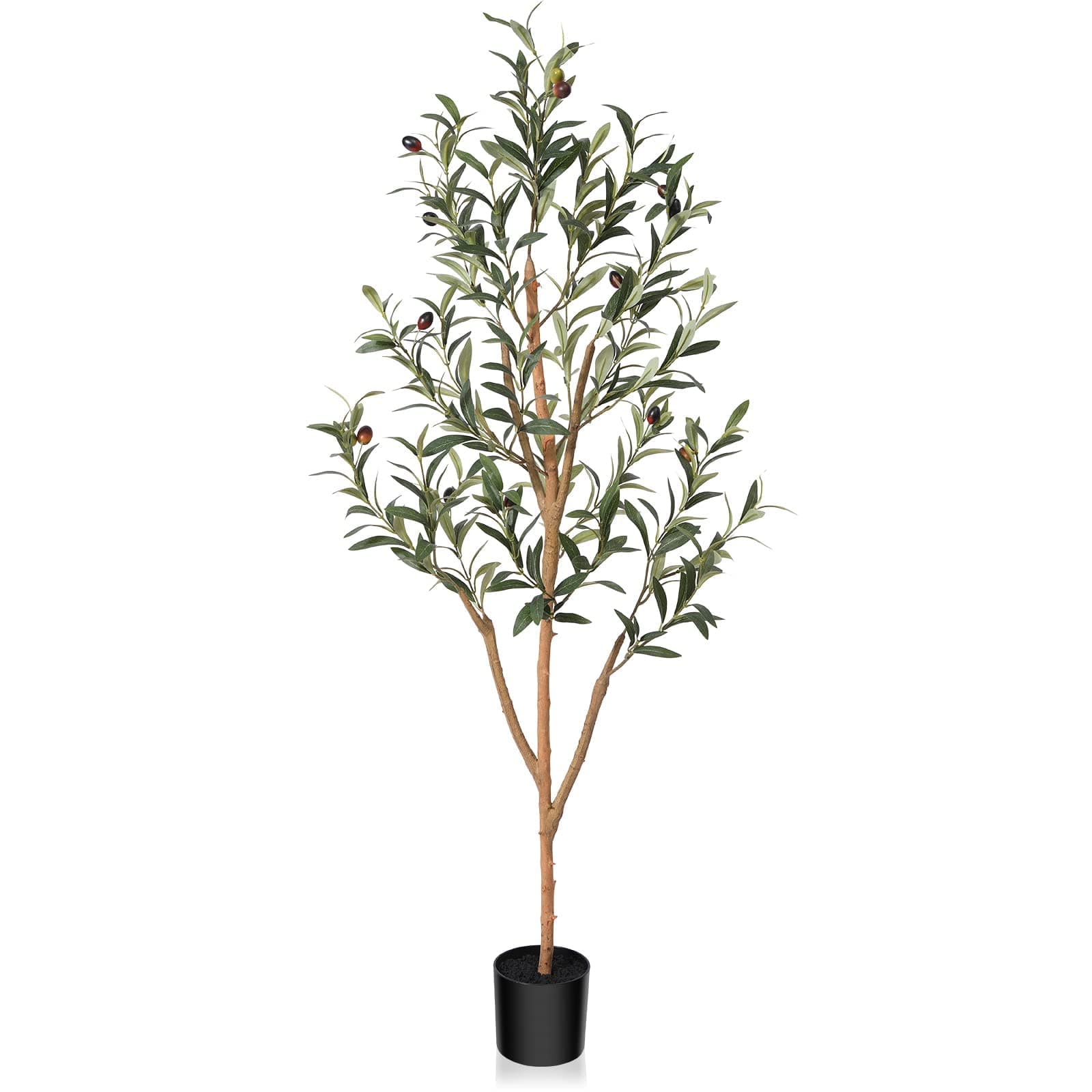 Kazeila Artificial Olive Tree 120cm Large Artificial Plant Indoor with Natural Wood Trunk and Silk Olive Plants in Pot for Home Office Decor Indoor(1Pack)