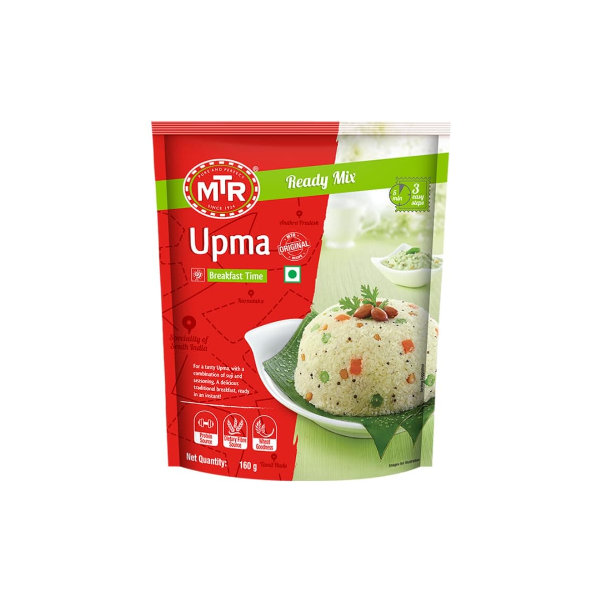 - MTR Plain Upma Mix - Breakfast Mix | Quick Breakfast | Roasted & Seasoned Semolina | Ready-To-Make Indian Breakfast | 160g