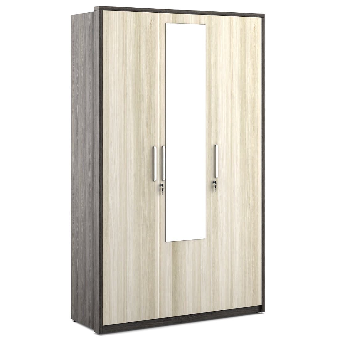 Spacewood Midas Engineered Wood Wardrobe with Mirror Shadow Oak, 3 Doors
