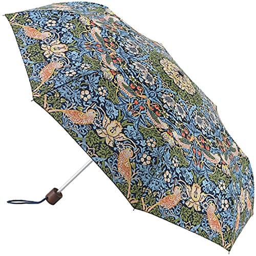 William Morris & Co Minilite Strawberry Thief Handbag Sized Womens Folding Umbrella with Matching Cover 25cms Closed Fulton…