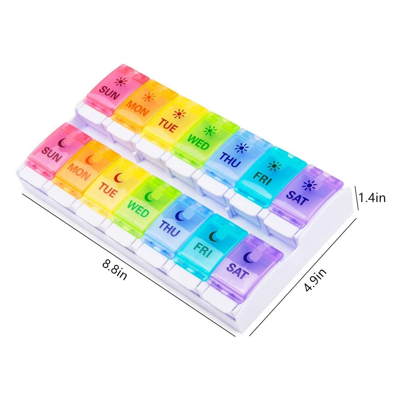 Pill Box 2 Times a Day, BUG HULL Pill Box Organiser AM PM, Easy Open Large Compartment Weekly Case