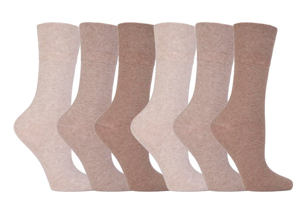 Ladies Diabetic Sock with Honey Comb Top and Hand linked Toe Seams - 4-8 UK 37-42 Eur (Beiges)
