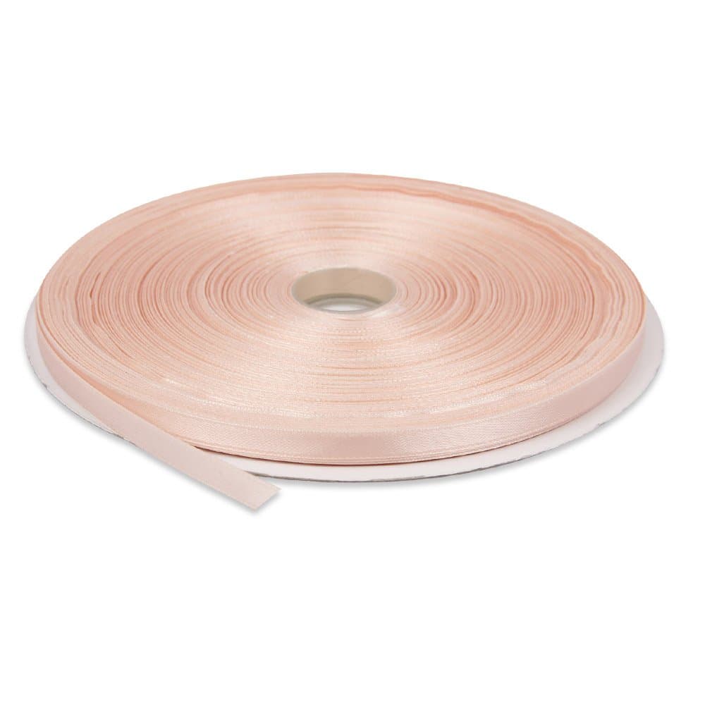 Topenca Supplies 1/4 Inches x 50 Yards Double Face Solid Satin Ribbon Roll, Peach
