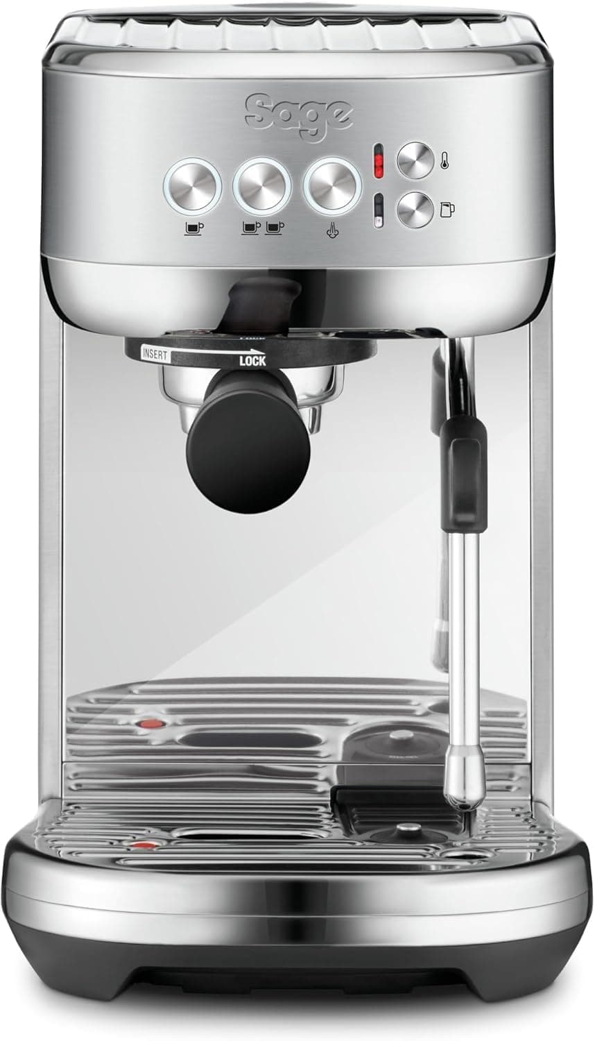 The Bambino Plus - Compact Coffee Machine with Automatic Milk Frother, Brushed Stainless Steel - UAE Version, 2 Year Manufacturer Warranty