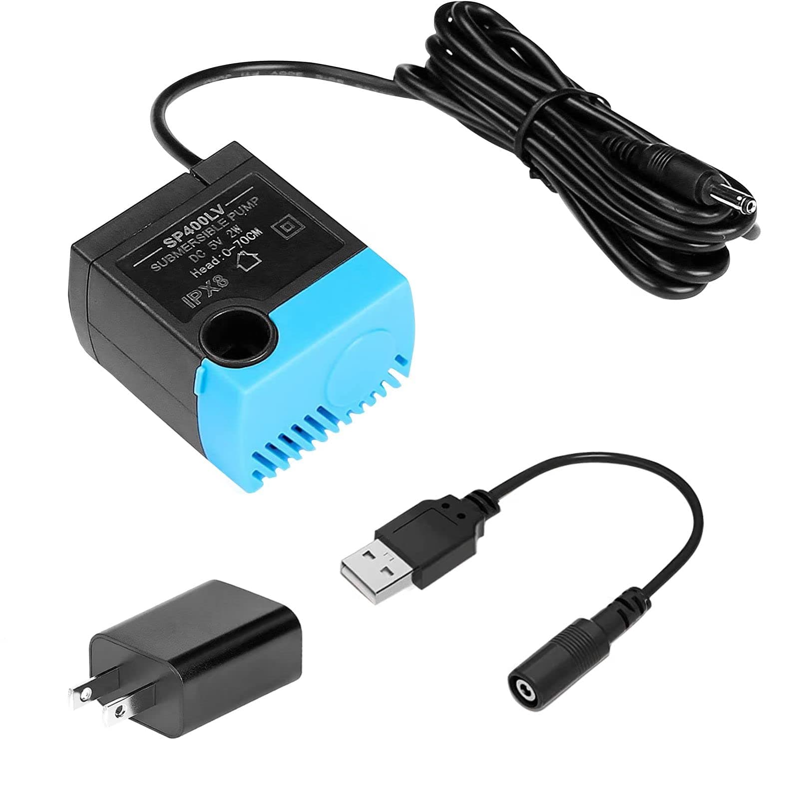 Carcent SP-400LV Cat Water Fountain Pump, Cat Fountain USB Replacement Pump with Adapter Compatible with Ceramic, Butterfly, Seaside, Stainless Steel, 360 Plastic Pet Water Fountain