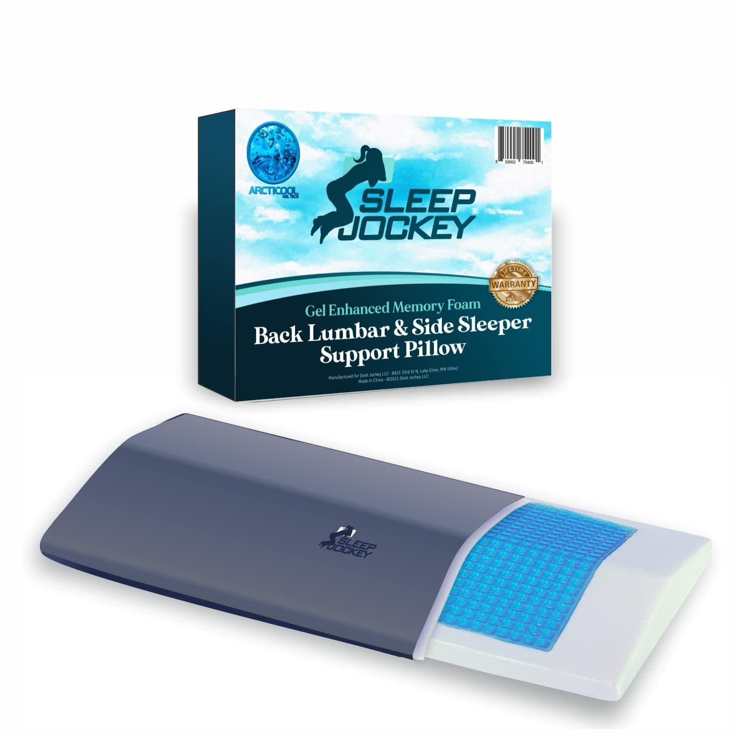 Cooling Lumbar Support Bed Pillow for Sleeping Nerve Pain, Pregnancy, Back Pain, and Hip Pain Relief - Orthopedic Memory Foam with Breathable, Washable Cotton-Blend Cover - 24" x 12" x 2"