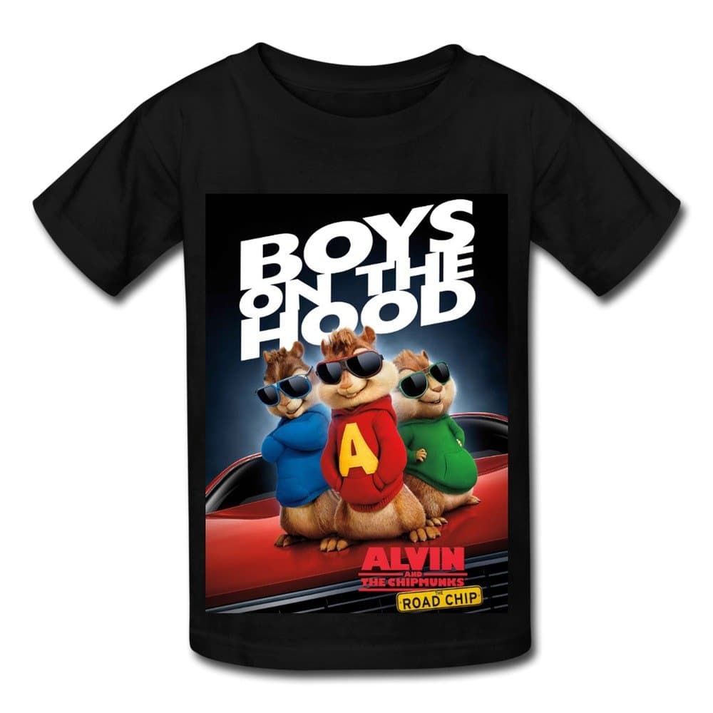 HANJ Alvin And The Chipmunks The Road Chip T Shirt For Big Boys' Girls' Black