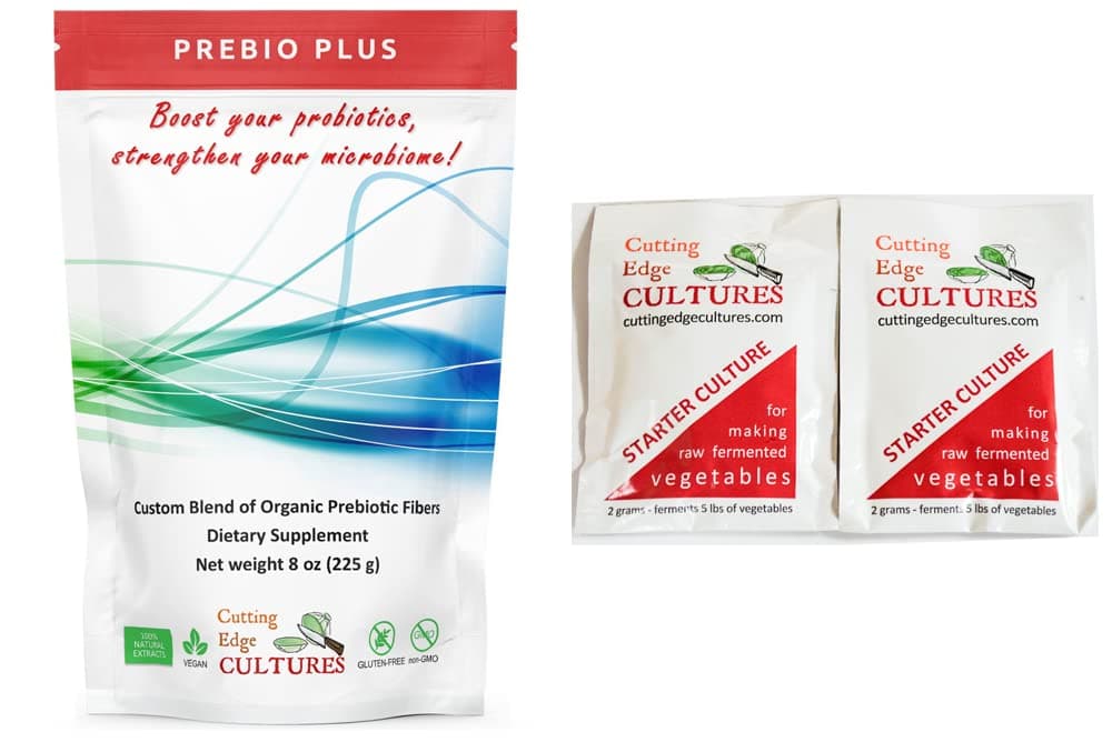 Prebio Plus Prebiotic Fiber Powder Best Custom Blend of Organic Prebiotic Fibers Dietary Supplement 8 oz (Prebio Plus 8oz + Vegetable Starter 4 Grams)