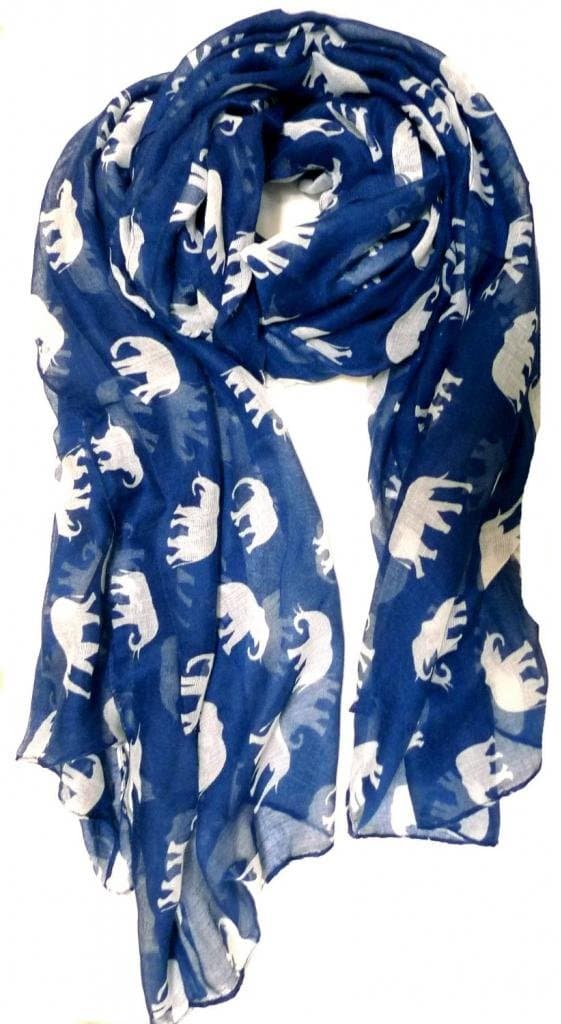 Gorgeous Blue Elephant Print Long & Soft Scarf Shawl/Wrap - Large
