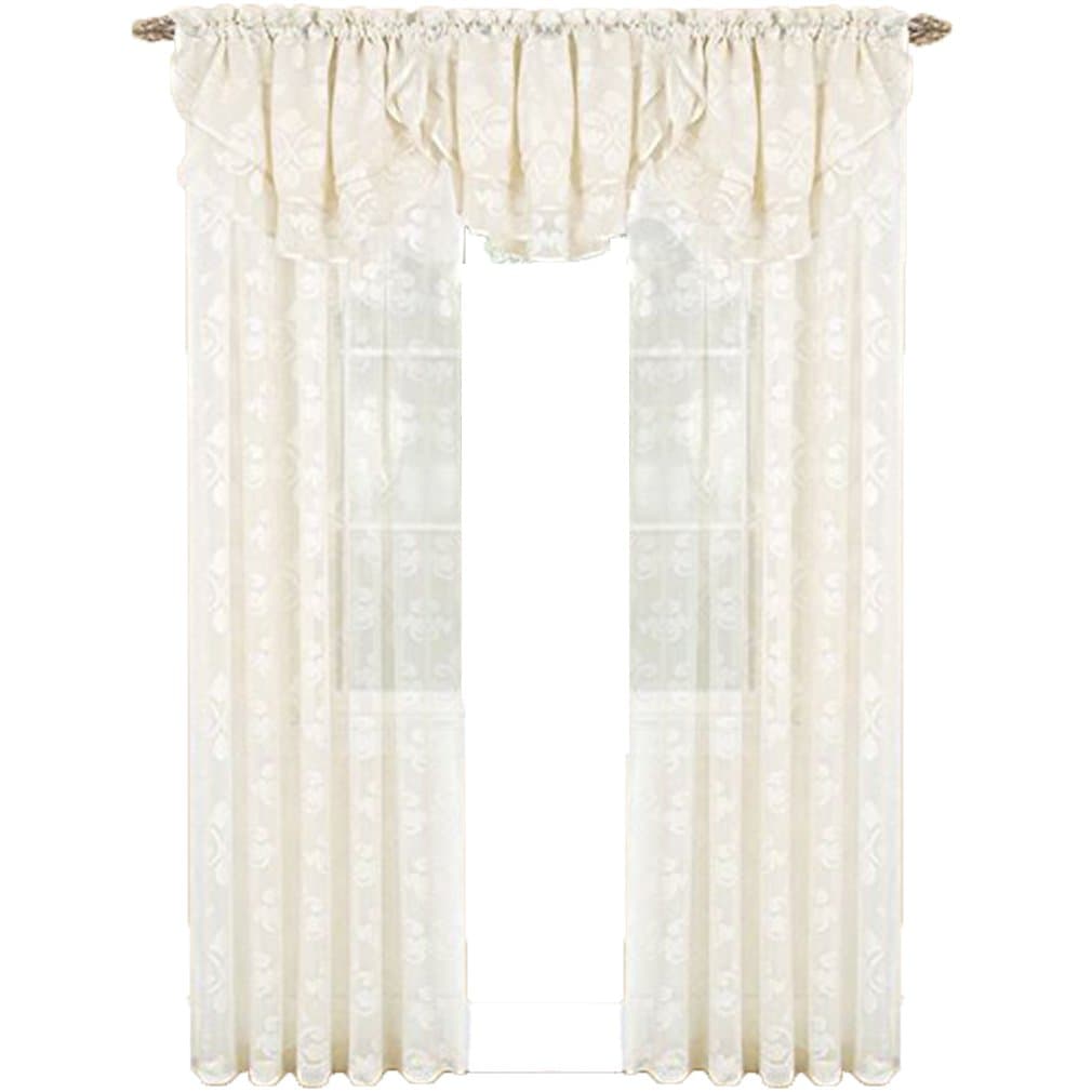 Peach Couture Jacquard Valance with Beautiful Fleur De Lis De 40 x 21 in, Ivory