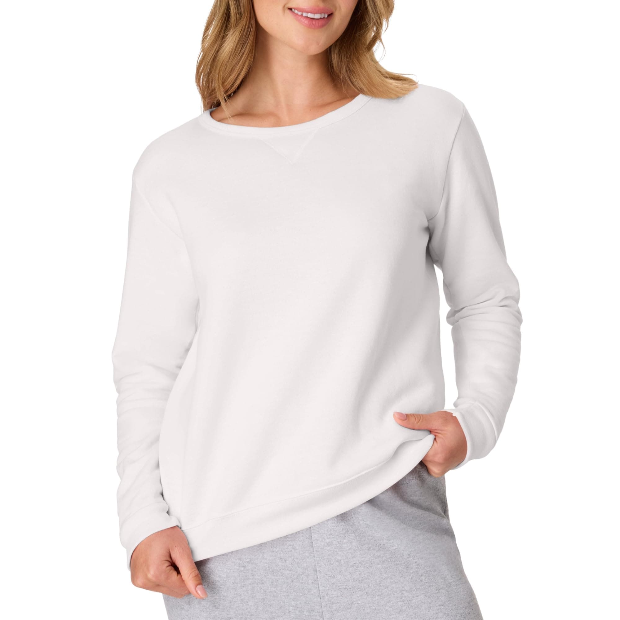 womens Crewneck Sweatshirt, Ecosmart Fleece Pullover With V-notch, Sweatshirt for Women