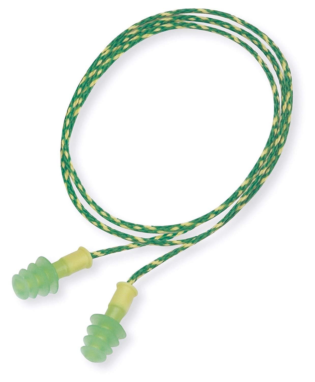 Howard Leight by Honeywell 1011281 Fusion Reusable Small Corded Earplugs, SNR 28 dB, Yellow & Green Color, Flange Shape, Suitable for Construction/Offshore/Mining/Telecom (BOX with 50 Pairs)