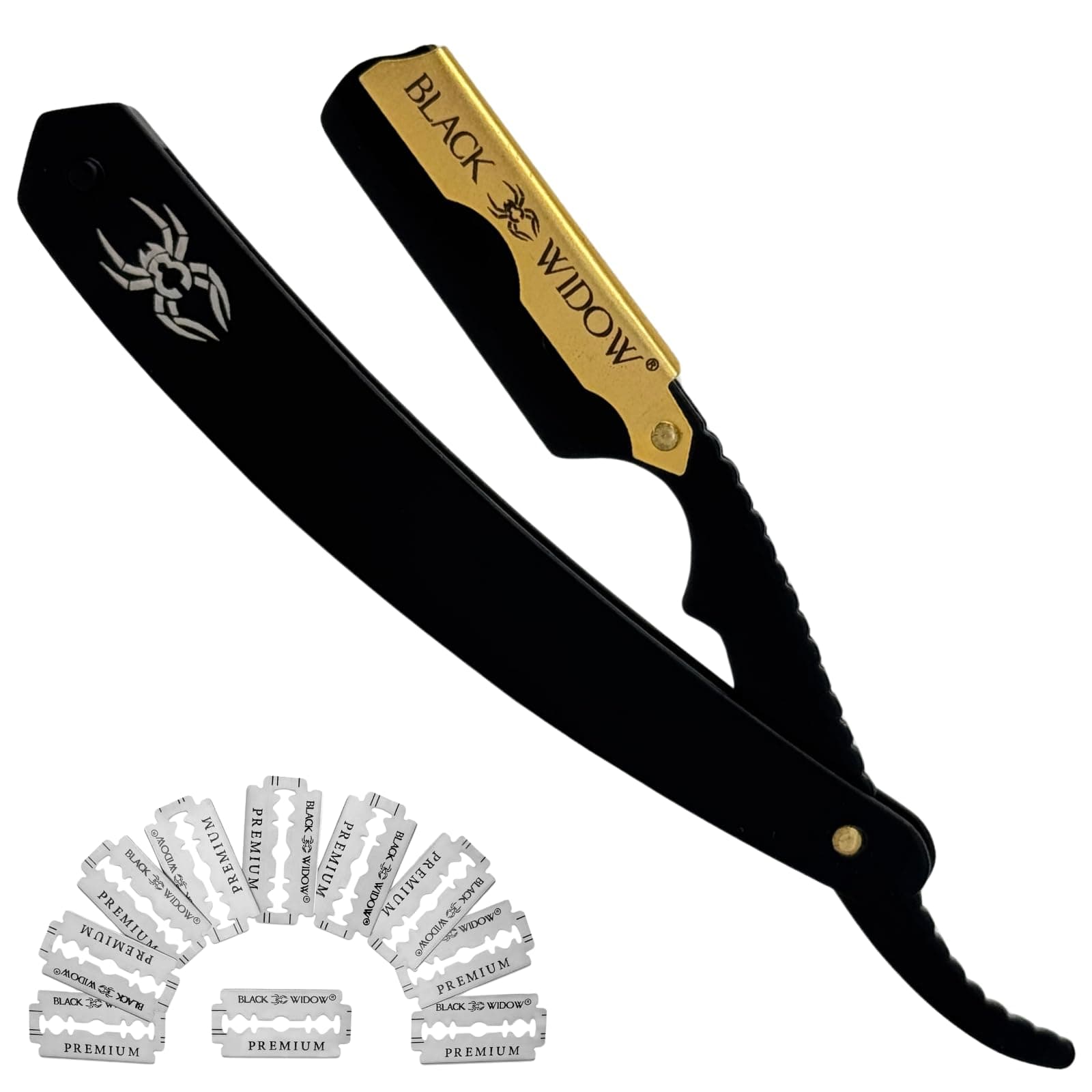 Executive Brand Razor Barber Straight , Professional Barber Straight Edge - Barber Compatible with Straight Blade for Barber, Gold and Matte Straight by (1.5mm)