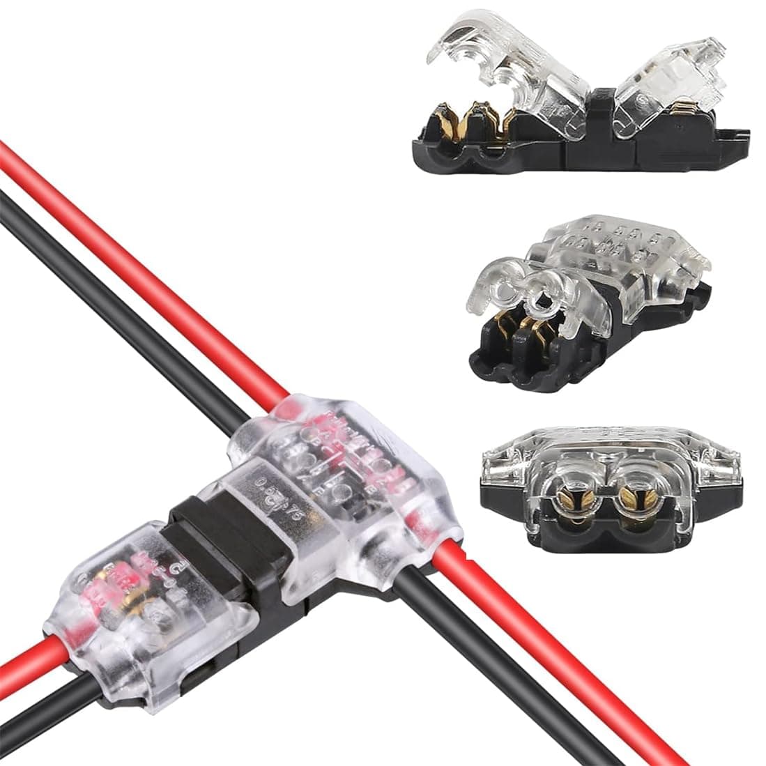 10 Pack T Tap Wire Connectors, 2 Pin 3 Way Wire Connector Low Voltage Compact Wire Connectors, 20-24AWG Electrical Wire Connection Self-Stripping Quick Splice, Connect Branches to Main Wire