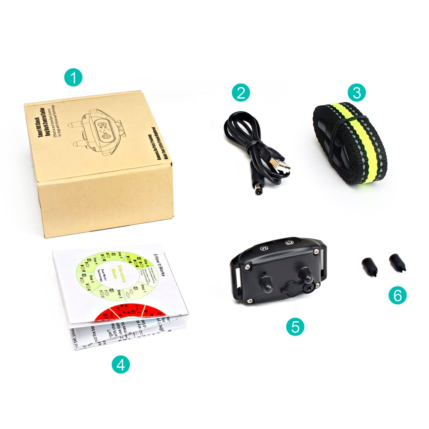 Nylon Bark Collar - No Shock, Rechargeable Anti Bark Collar With Adjustable Sensitivity & Intensity Beep - For Small, Medium & Large Dogs - 6.2 x 3.5 Cm, Multicolor