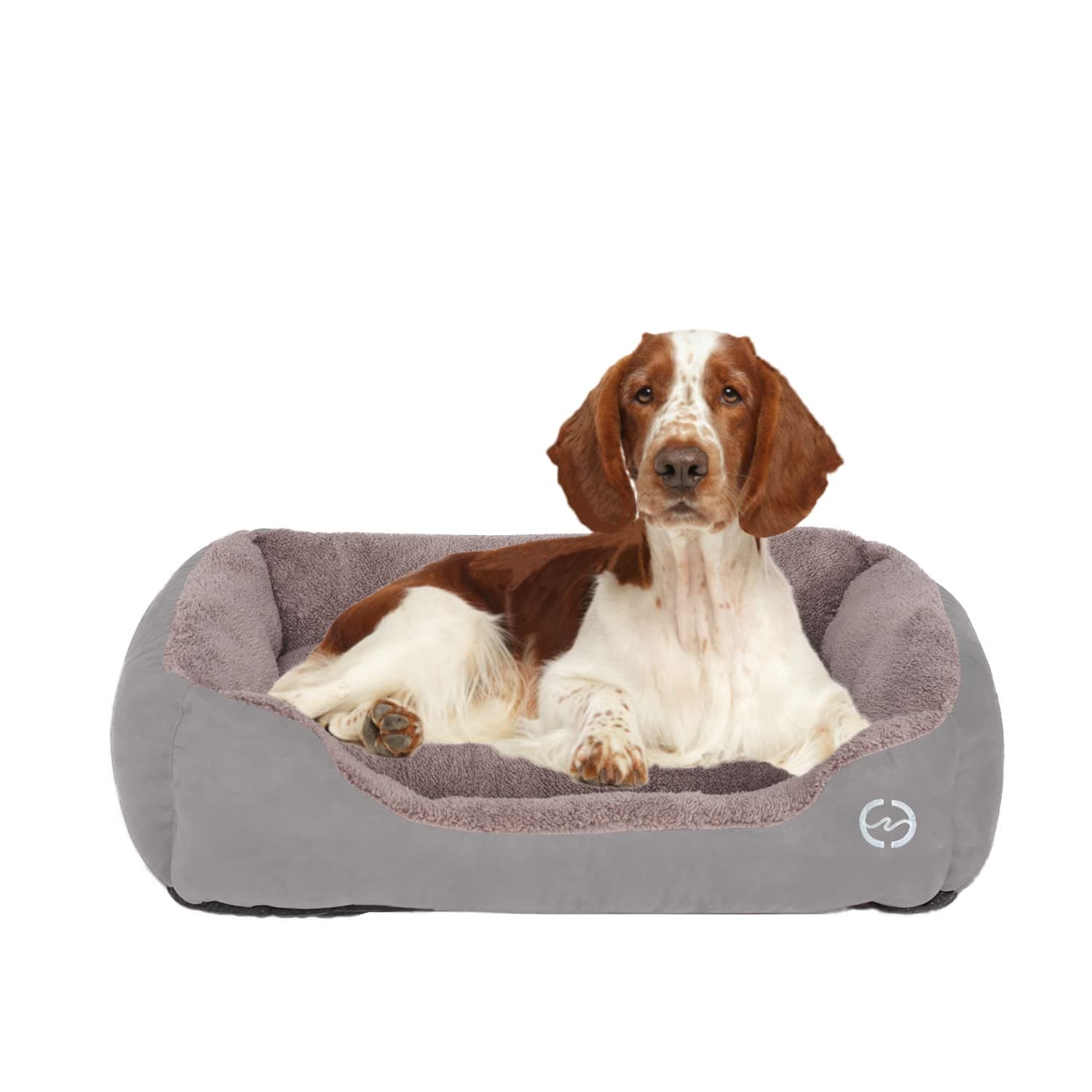 FRISTONE Dog Beds Medium Washable Pet Sofa Cat Bed Deluxe Soft Basket Cushion for Medium Small Dogs Orthopedic Fleece Thick Blanket Kennel XL Grey 32x24 in