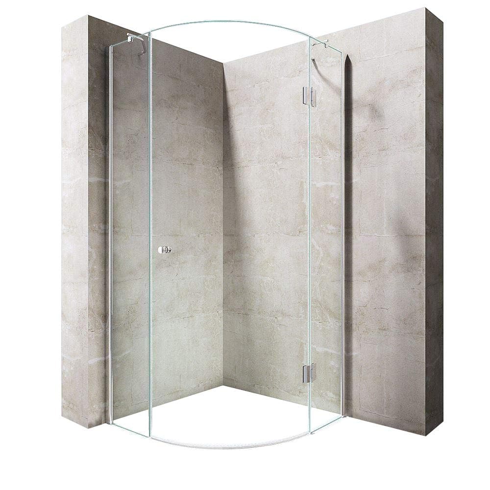 Durovin Bathrooms 900 x 900mm Quadrant Frameless Shower Enclosure - Hinged Door Corner Entry - 8mm Safety Clear Glass