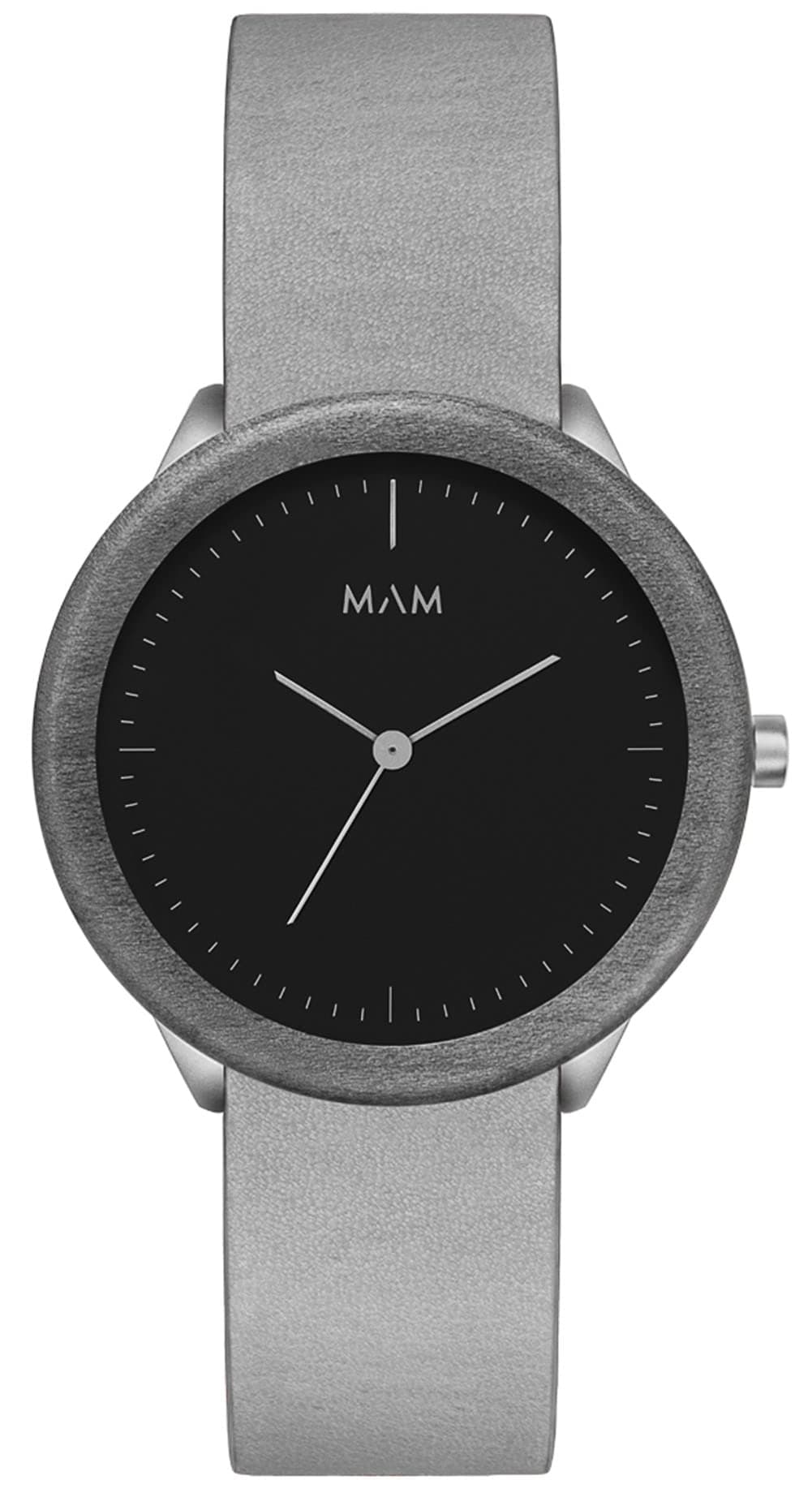 Mam originals Dark Maple Graphite Mens Analog Japanese Quartz Watch with Synthetic Leather Bracelet 078