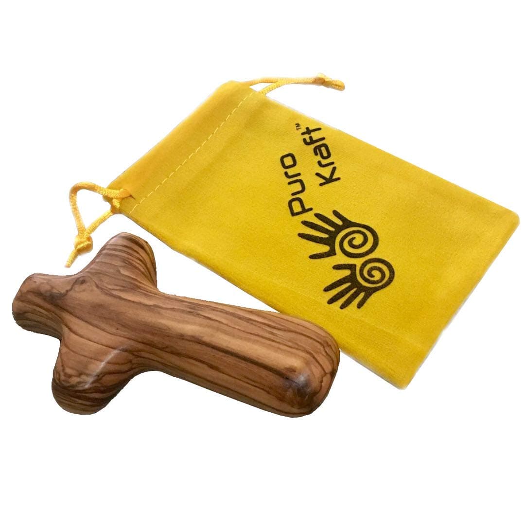 Clinging Cross Olive Wood Hand Held Cross Handmade In Holy City Of Bethlehem - Comfort Cross - Wooden Cross - Holding Cross
