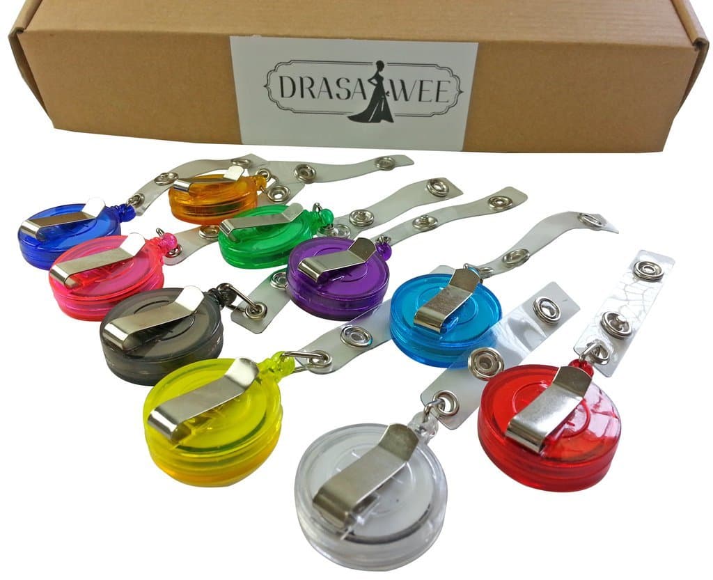Drasawee 100 Pcs Per Pack New ID Badge Holder Reel Retractable Key Clip Wholesale Price 10 Colors