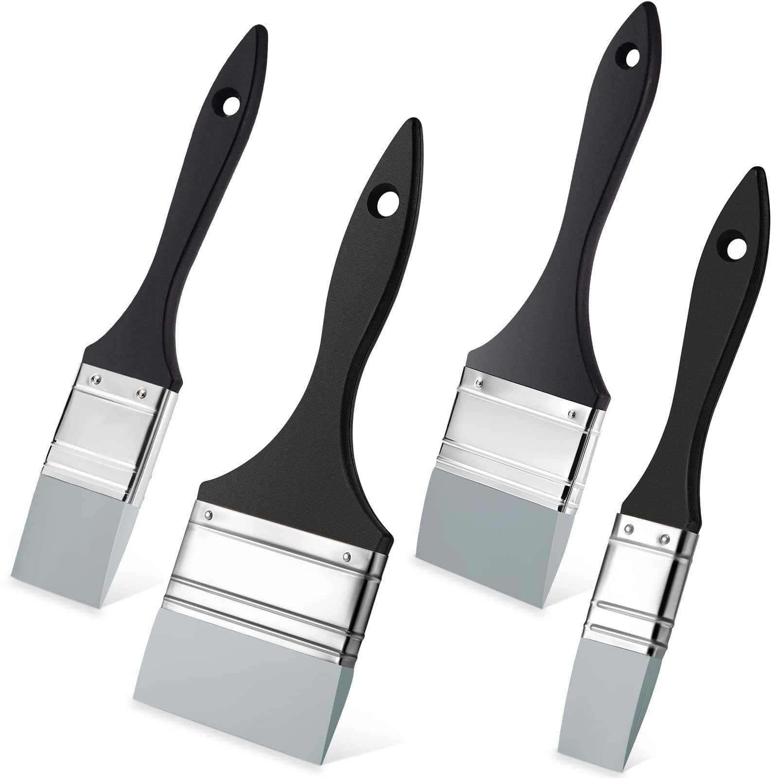 4 Pieces Silicone Paint Brush Set Color Shapers Silicone Brushes for Resin Painting Flat Paintbrush Acrylic and Water Based Tool(1.5/2/ 2.5/3 in Wide)