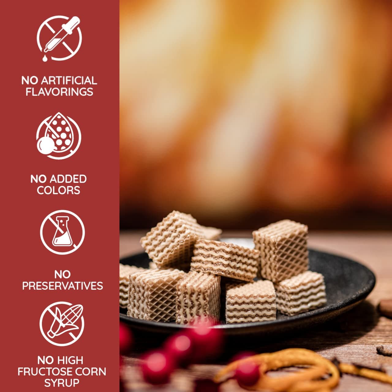 Loacker Cinnamon Quadratini Biscuits, Bite Size, Large Pack of 6, Crunchy Crusts with 4 Creamy Layers Cinnamon Cream Filling | Great for Snacks & Desserts | No Artificial Scents or Colors Added | 250g